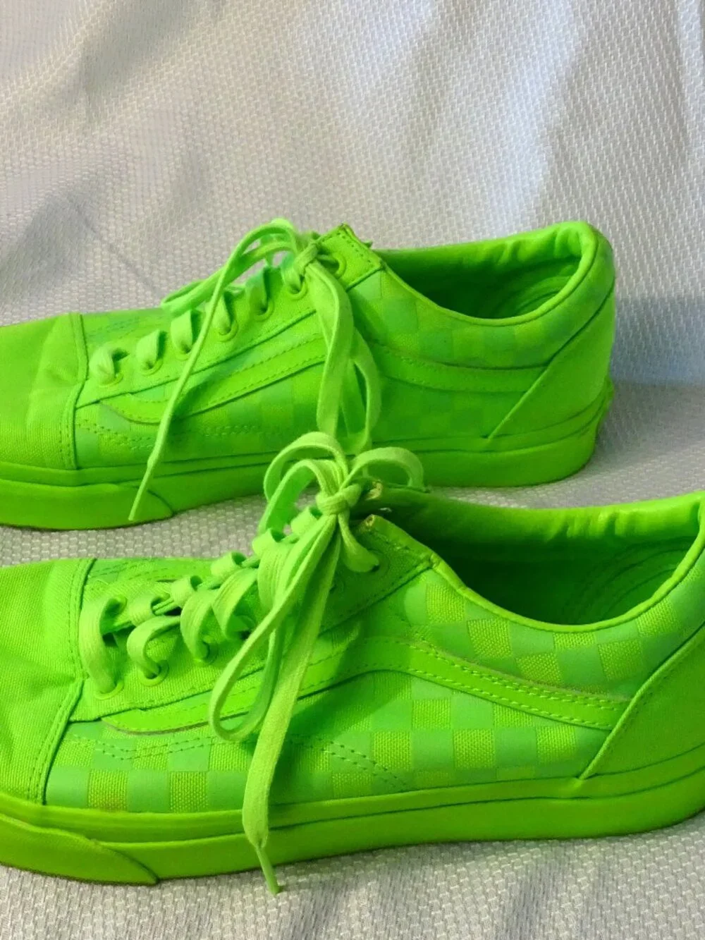 Vans Green Low Top Checkerboard Women 12 Men 10.5